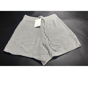 Rachel Parcell Pull On Sweater Short Harbor Mist Grey Ribbed Knit Medium